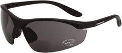 CrossFire - +2, Smoke Gray Lenses, Scratch Resistant, Framed Magnifying Safety Glasses - UV Protection, Black Frame - Benchmark Tooling