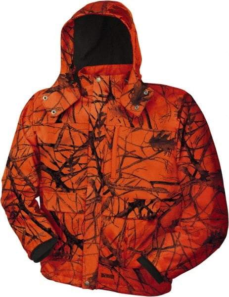 DeWALT - Size XL Heated & Cold Weather Jacket - Camo Blaze, Polyester, Zipper Closure - Benchmark Tooling