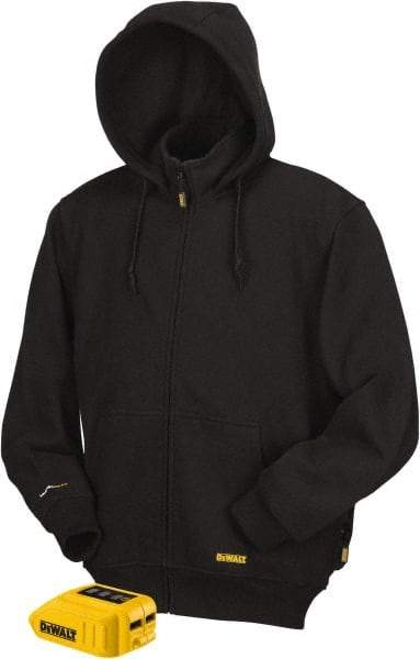 DeWALT - Size S Heated & Cold Weather Jacket - Black, Cotton & Polyester, Zipper Closure - Benchmark Tooling