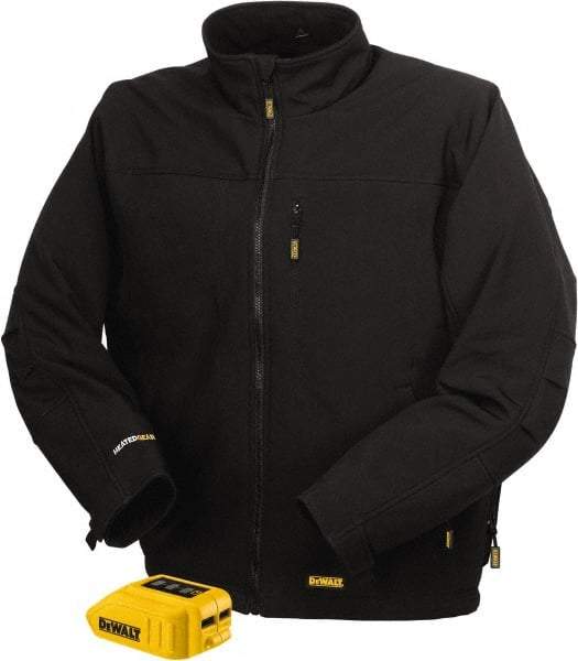 DeWALT - Size XL Heated & Cold Weather Jacket - Black, Polyester, Zipper Closure, 52" Chest - Benchmark Tooling