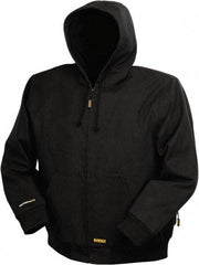 DeWALT - Size 2XL Heated & Cold Weather Jacket - Black, Cotton, Zipper Closure, 58" Chest - Benchmark Tooling