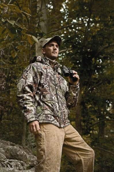 DeWALT - Size S Heated & Cold Weather Jacket - Camouflage, Polyester, Zipper Closure, 42" Chest - Benchmark Tooling