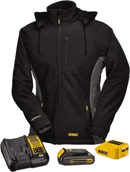 DeWALT - Size L Heated & Cold Weather Jacket - Black, Polyester, Zipper Closure, 44" Chest - Benchmark Tooling