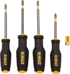 DeWALT - 4 Piece Phillips & Slotted Screwdriver Set - Ergonomic Handle, Blade Sizes: Length 3 to 4, Width 3/16 & 1/4, Bit Sizes: Philips #1 to #2 - Benchmark Tooling