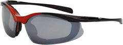 CrossFire - Silver Mirror Lenses, Framed Safety Glasses - Scratch Resistant, Black Frame, Size Universal, Wrap Around - Benchmark Tooling