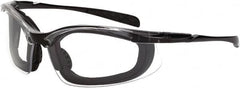 CrossFire - Clear Lenses, Framed Safety Glasses - Anti-Fog, Crystal Black Frame, Size Universal, Wrap Around - Benchmark Tooling