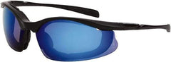 CrossFire - Blue Mirror Lenses, Framed Safety Glasses - Scratch Resistant, Matte Black Frame, Size Universal, Wrap Around - Benchmark Tooling