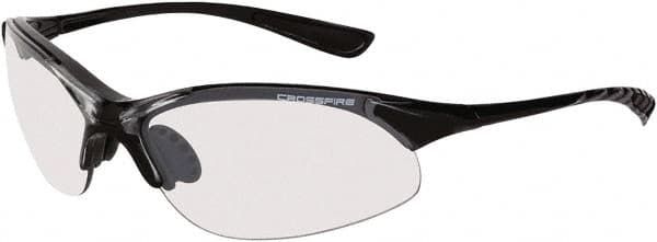 CrossFire - Indoor/Outdoor Lenses, Framed Safety Glasses - Scratch Resistant, Crystal Black Frame, Size Universal, Wrap Around - Benchmark Tooling