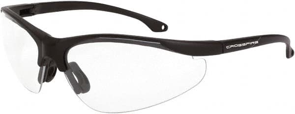 CrossFire - Smoke Lenses, Framed Safety Glasses - Scratch Resistant, Matte Black Frame, Size Universal, Wrap Around - Benchmark Tooling