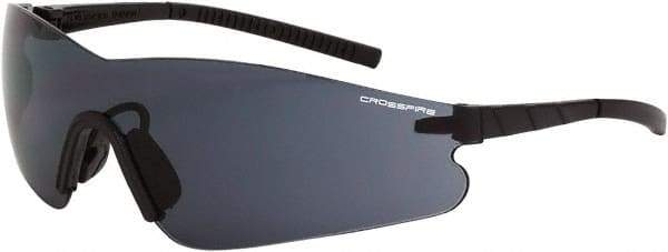 CrossFire - Smoke Lenses, Framed Safety Glasses - Anti-Fog, Black Frame, Size Universal, Wrap Around - Benchmark Tooling