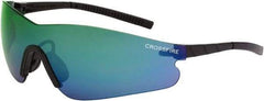 CrossFire - Emerald Mirror Lenses, Framed Safety Glasses - Scratch Resistant, Black Frame, Size Universal, Wrap Around - Benchmark Tooling