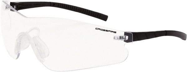 CrossFire - Clear Lenses, Framed Safety Glasses - Anti-Fog, Black Frame, Size Universal, Wrap Around - Benchmark Tooling