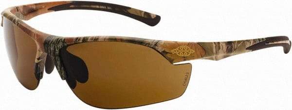 CrossFire - Brown Lenses, Framed Safety Glasses - Scratch Resistant, Brown Camouflage Frame, Size Universal, Wrap Around - Benchmark Tooling