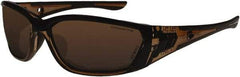 CrossFire - Brown Lenses, Framed Safety Glasses - Anti-Fog, Crystal Brown Frame, Size Universal, Wrap Around - Benchmark Tooling