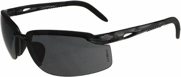 CrossFire - Smoke Lenses, Framed Safety Glasses - Scratch Resistant, Black Frame, Size Universal, Wrap Around - Benchmark Tooling