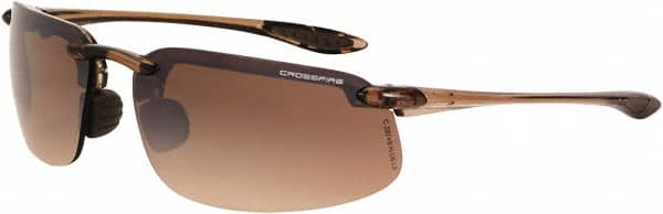 CrossFire - Brown Flash Mirror Lenses, Framed Polarized Glasses - Scratch Resistant, Brown Frame, Size Universal, Wrap Around - Benchmark Tooling