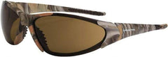 CrossFire - Brown Lenses, Framed Safety Glasses - Scratch Resistant, Brown Camouflage Frame, Size Universal, Wrap Around - Benchmark Tooling