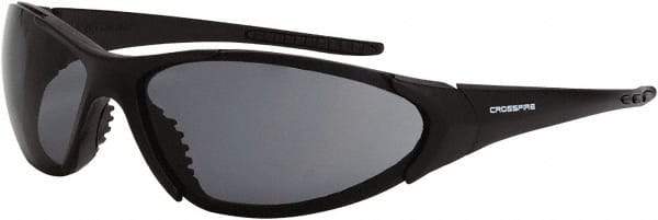 CrossFire - Smoke Lenses, Framed Safety Glasses - Scratch Resistant, Black Frame, Size Universal, Wrap Around - Benchmark Tooling