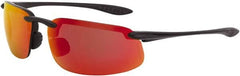 CrossFire - Red Mirror Lenses, Framed Safety Glasses - Scratch Resistant, Black Frame, Size Universal, Wrap Around - Benchmark Tooling