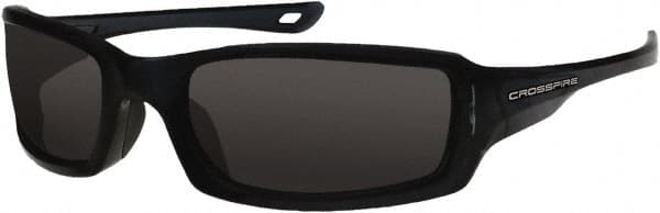 CrossFire - Smoke Lenses, Framed Safety Glasses - Scratch Resistant, Crystal Black Frame, Size Universal, Wrap Around - Benchmark Tooling