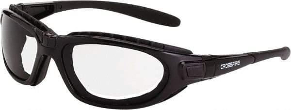 CrossFire - Clear Lenses, Framed Safety Glasses - Anti-Fog, Crystal Black Frame, Size Universal, Wrap Around - Benchmark Tooling