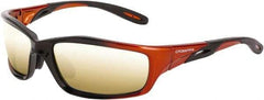 CrossFire - Gold Mirror Lenses, Framed Safety Glasses - Scratch Resistant, Orange/Black Frame, Size Universal, Wrap Around - Benchmark Tooling