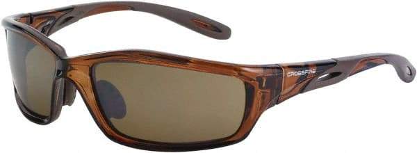 CrossFire - Brown Mirror Lenses, Framed Safety Glasses - Scratch Resistant, Brown Frame, Size Universal, Wrap Around - Benchmark Tooling