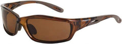 CrossFire - Polarized Brown Lenses, Framed Polarized Glasses - Scratch Resistant, Brown Frame, Size Universal, Wrap Around - Benchmark Tooling