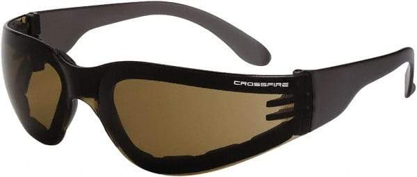 CrossFire - Brown Lenses, Framed Safety Glasses - Anti-Fog, Brown Frame, Size Universal, Wrap Around - Benchmark Tooling