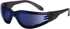 CrossFire - Blue Mirror Lenses, Framed Safety Glasses - Scratch Resistant, Black Frame, Size Universal, Wrap Around - Benchmark Tooling