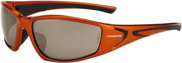 CrossFire - Copper Mirror Lenses, Framed Safety Glasses - Scratch Resistant, Burnt Orange Frame, Size Universal, Wrap Around - Benchmark Tooling