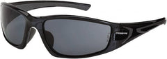 CrossFire - Smoke Lenses, Framed Safety Glasses - Scratch Resistant, Black Frame, Size Universal, Wrap Around - Benchmark Tooling