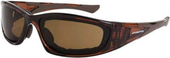 CrossFire - Brown Lenses, Framed Safety Glasses - Anti-Fog, Crystal Brown Frame, Size Universal, Wrap Around - Benchmark Tooling