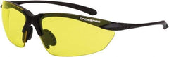 CrossFire - Yellow Lenses, Framed Safety Glasses - Scratch Resistant, Matte Black Frame, Size Universal, Wrap Around - Benchmark Tooling