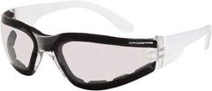 CrossFire - Indoor/Outdoor Lenses, Framed Safety Glasses - Anti-Fog, Clear Frame, Size Universal, Wrap Around - Benchmark Tooling