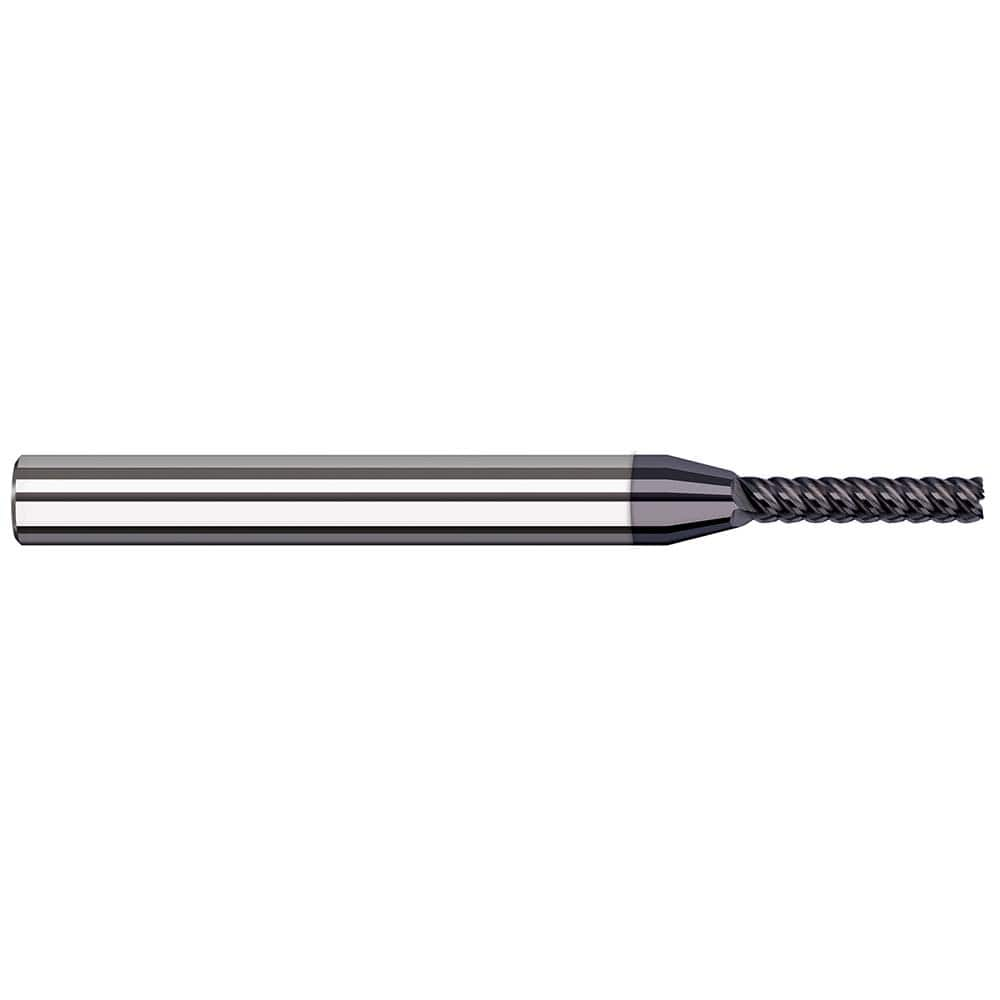 Corner Radius End Mill: 1/8″ Dia, 5/8″ LOC, 0.01″ Radius, 7 Flutes, Solid Carbide 2-1/2″ OAL, 1″ Shank Dia, Helix, AlTiN Nano Coated, Corner Radius End