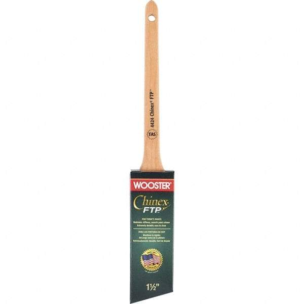 Wooster Brush - 1-1/2" Angled Synthetic Angular Brush - 2-3/16" Bristle Length, 7-1/8" Maple Handle - Benchmark Tooling