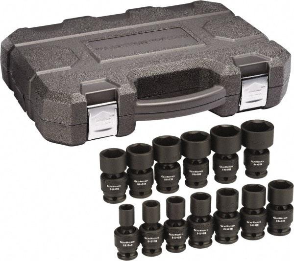 GearWrench - 13 Piece 1/2" Drive Universal Standard Impact Socket Set - 6 Points, 1/2 to 1-1/4", Inch Measurement Standard - Benchmark Tooling