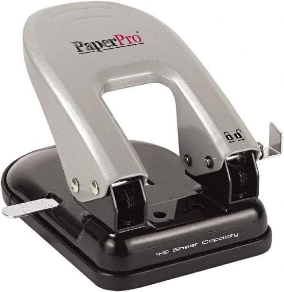 PaperPro - Paper Punches Type: 40 Sheet Manual Two Hole Punch Color: Black/Silver - Benchmark Tooling