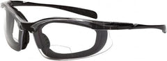 CrossFire - +1.5, Smoke Gray Lenses, Scratch Resistant, Framed Magnifying Safety Glasses - UV Protection, Black Frame - Benchmark Tooling