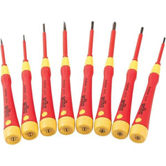 Wiha - 8 Piece Slotted & Phillips Screwdriver Set - #00 to #1 Phillips Size - Benchmark Tooling