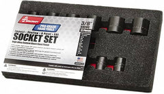 Ability One - 12 Piece 3/8" Drive Standard Impact Socket Set - 6 Points, 5/16 to 1-3/8", Inch Measurement Standard - Benchmark Tooling