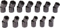 Proto - 13 Piece 1/2" Drive Black Finish Impact Socket Set - 6 Points, 1/2" to 1-1/4" Range, Inch Measurement Standard - Benchmark Tooling