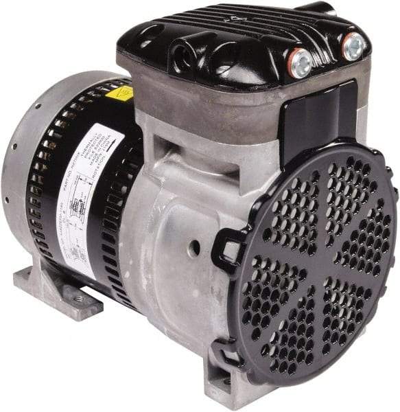 Gast - 1/4 hp, 3.8 CFM, 125 Max psi Piston Vacuum & Compressor Pump - 27.5 Hg/In, 100 to 240/50 to 60 Volt, 7.71" Long x 5" Wide x 7.08" High - Benchmark Tooling