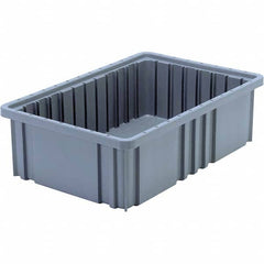 Quantum Storage - 40 Lb Load Capacity Gray Polypropylene Dividable Container - Stacking, 5" Long x 10.9" Wide x 16-1/2" High - Benchmark Tooling