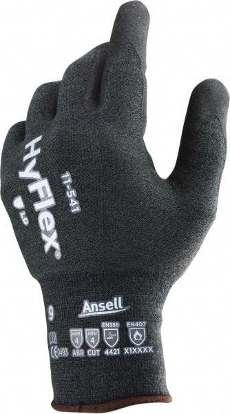 Ansell - Size XS (6), ANSI Cut Lvl 4, Abrasion Lvl 4, Silicone-Free Nitrile Coated Cut Resistant Gloves - 8.66" Long, Palm & Fingertips Coated, Knit Wrist, Gray, Paired - Benchmark Tooling