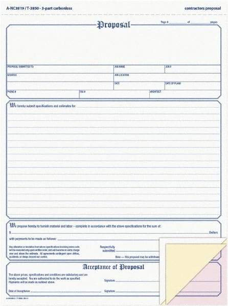 Adams Business Forms - 50 Sheet, 8-1/2 x 11-7/16", Sales Order Book - White, Canary & Pink - Benchmark Tooling