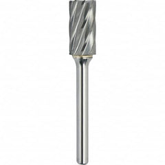 Made in USA - 8mm Cut Diam, 0.2362" Shank Diam, Cylinder with End Cut Head Aluma Cut Burr - Carbide, 19mm LOC, 64mm OAL - Benchmark Tooling