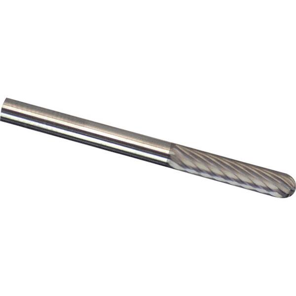 Made in USA - 1/8" Cut Diam, 1/8" Shank Diam, Cylinder with Radius Head Aluma Cut Burr - Carbide, 9/16" LOC, 1-1/2" OAL - Benchmark Tooling