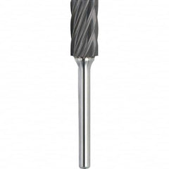 Made in USA - 3/4" Cut Diam, 1/4" Shank Diam, Cylinder Head Aluma Cut Burr - Carbide, 1" LOC, 2-3/4" OAL - Benchmark Tooling